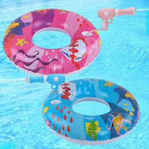 2 Sets Kids Pool Floats with Water Gun - Inflatable Swimming Pool Toys for Kid Ages 8-12, Funny Summer Water Toys for Party Games Boys Girls Gifts
