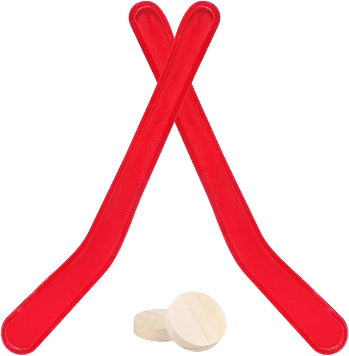 2 Sets Replacement Sticks & Pucks for Classic Wooden Tabletop Hockey Games Slap Shot Knock Hockey Game Extra Accessories for Family Adults Kids Children