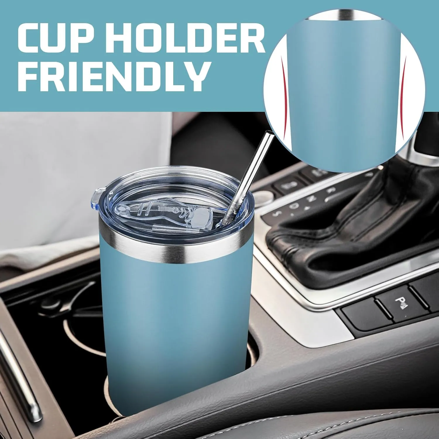 20 oz Tumbler with Lids and Straws, Stainless Steel Insulated Travel Coffee Mug, Double Wall Vacuum Insulated Tumblers, Powder Coated Coffee Tumbler for Cold & Hot Drinks (Mix Color-1)