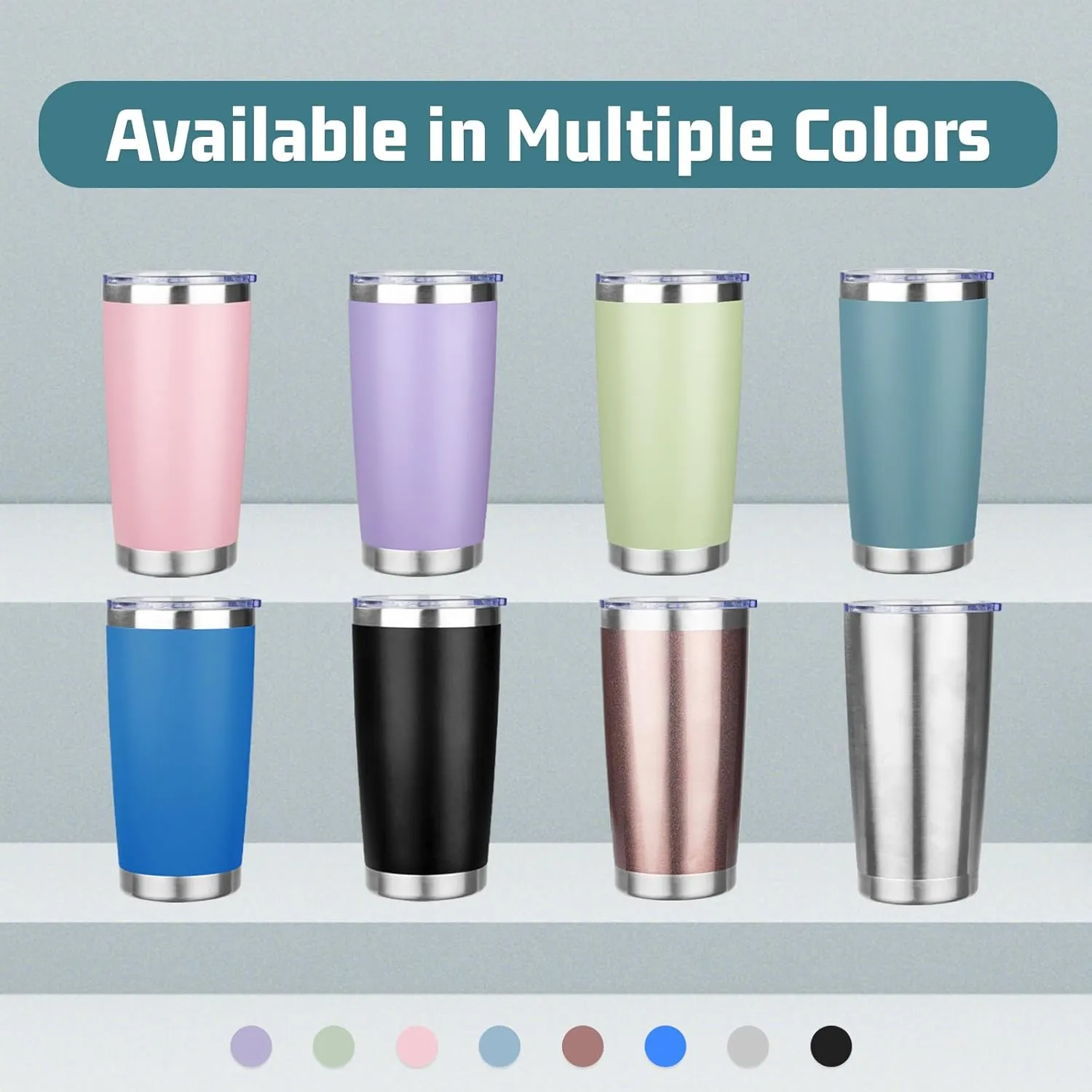 20 oz Tumbler with Lids and Straws, Stainless Steel Insulated Travel Coffee Mug, Double Wall Vacuum Insulated Tumblers, Powder Coated Coffee Tumbler for Cold & Hot Drinks (Mix Color-1)