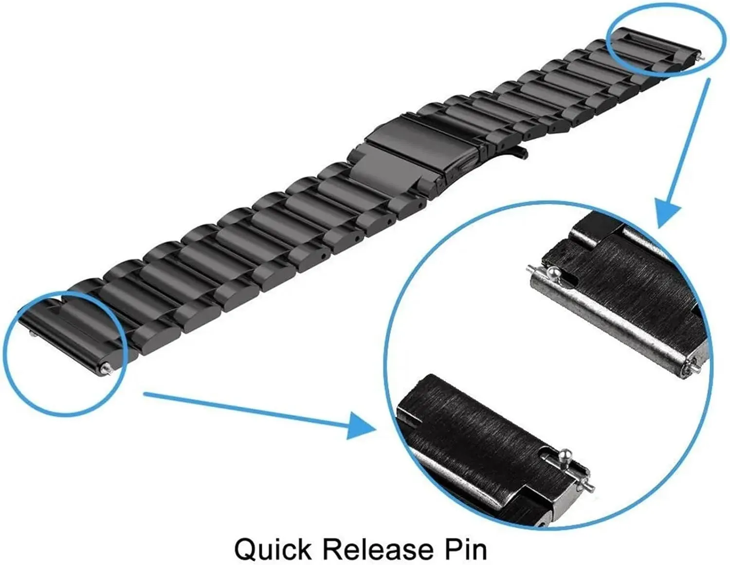 20mm 22mm Metal Strap Stainless Steel Strap With Quick Release Adjustable Man Women Silver