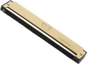 24 hole C key polyphonic harmonica for beginners to learn musical instruments(Gold)