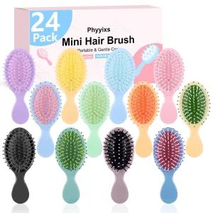 24 Pack Mini Detangling Brushes - 12 Colors for Wet & Dry Hair, Compact Travel Hairbrush for Teens & Adults, Perfect for Bridesmaid Gifts, Party Favors & Stocking Stuffers