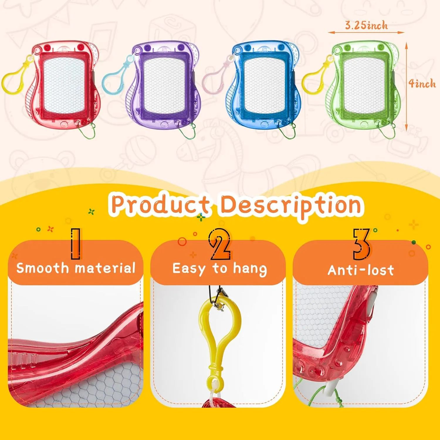 24 Pcs Mini Magnetic Drawing Doodle Boards for Kids Backpack Keychain Clip Drawing Board Erasable Sketch and Painting Pad for Classroom Rewards Party Favors Goodie Bag Stuffers (Classic Style)