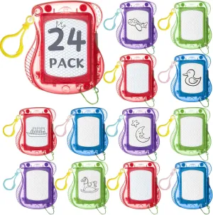 24 Pcs Mini Magnetic Drawing Doodle Boards for Kids Backpack Keychain Clip Drawing Board Erasable Sketch and Painting Pad for Classroom Rewards Party Favors Goodie Bag Stuffers (Classic Style)