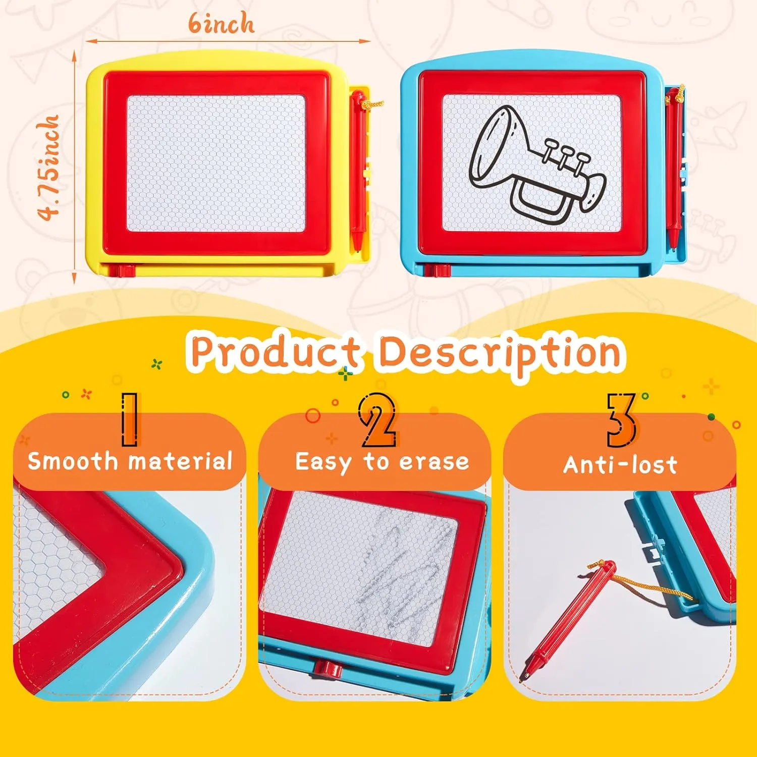 24 Pieces Mini Magnetic Drawing Board for Kids Toddler, Erasable Small Doodle Drawing Board Bulk Writing Painting Sketching Pad Toy for Classroom Rewards Party Favors Student Gifts(Classic)
