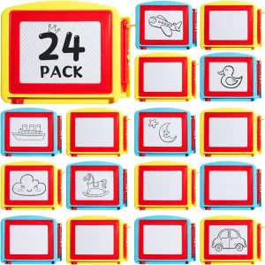 24 Pieces Mini Magnetic Drawing Board for Kids Toddler, Erasable Small Doodle Drawing Board Bulk Writing Painting Sketching Pad Toy for Classroom Rewards Party Favors Student Gifts(Classic)