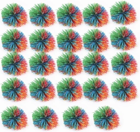 24 PCS Sensory Fidget Stringy Balls, Rainbow Soft Rubber Bouncy Stress Balls, Pull Stretch Elastic Ball Toy Rainbow Fidget Party Favors