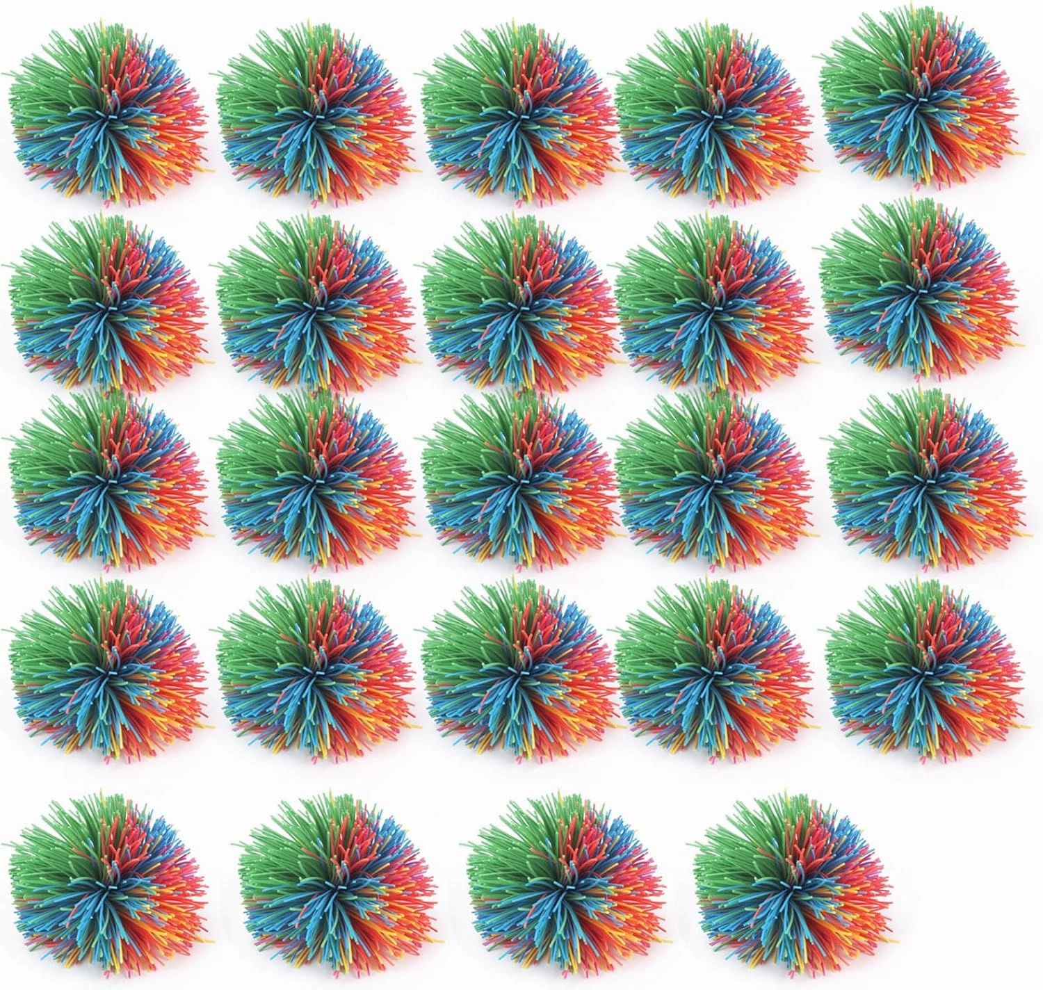 24 PCS Sensory Fidget Stringy Balls, Rainbow Soft Rubber Bouncy Stress Balls, Pull Stretch Elastic Ball Toy Rainbow Fidget Party Favors