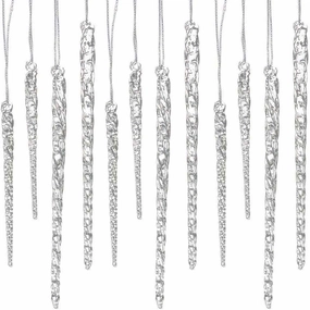 24 piece Set Kurt Adler 3.5in-5.5in Assorted Clear Glass Icicle Ornaments - Set of 2 for Christmas