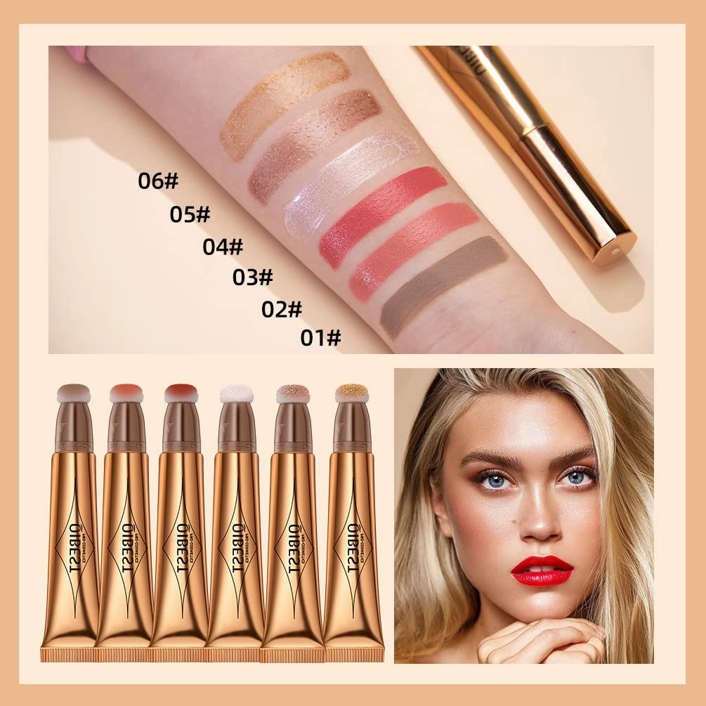 2 in 1 Multifunctional Makeup Pen, Contour Blush Highlighter, Pearl Fine Shine, Matte Natural Brighten Face Makeup (5, 1)