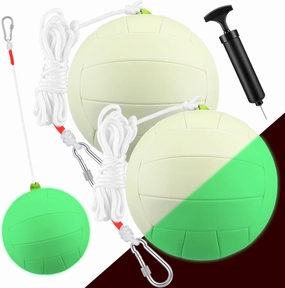 2 Pcs Glow in The Dark Tether Balls and Rope Set Soft Replacement Tetherball with Ball Pump for Teen Adults Backyard Playground Outdoor Game