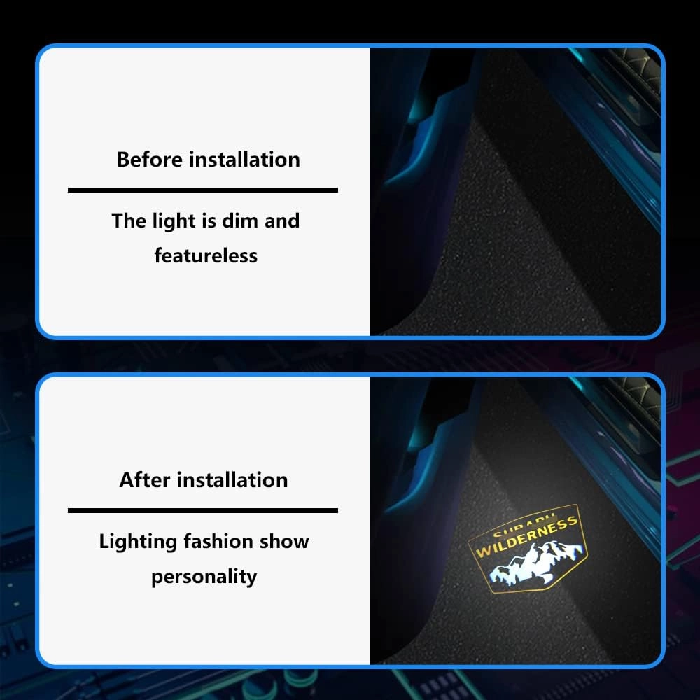 2 pcs Non-Fading LED Car Door Logo Lights Courtesy Projector Laser Welcome Light Ghost Shadow Forester Wilderness Accessories Puddle lamp for Forester Outback(Wilderness-Yellow)