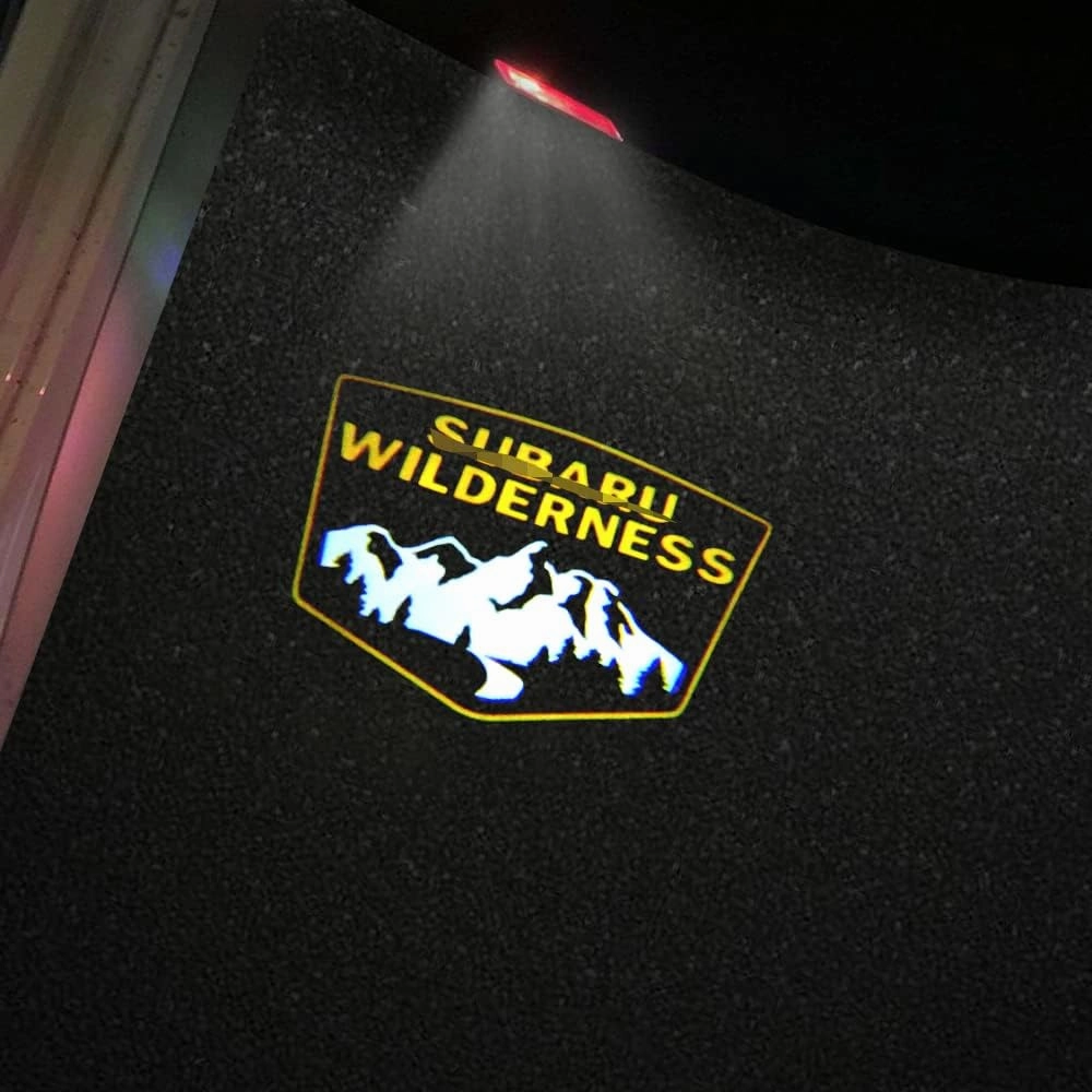 2 pcs Non-Fading LED Car Door Logo Lights Courtesy Projector Laser Welcome Light Ghost Shadow Forester Wilderness Accessories Puddle lamp for Forester Outback(Wilderness-Yellow)