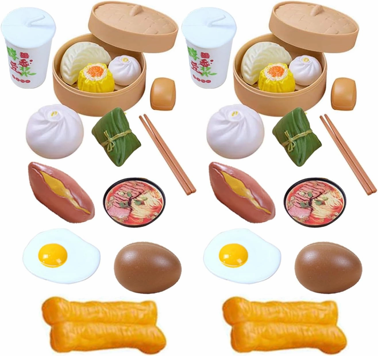 2 Sets Simulation Chinese Food Play Toy Pretend Dramatic Plastic Mini Food Toys Sets Play Kitchen Cooking Accessories for Boys Girls Children Family Dollhouse Furniture, Role Play