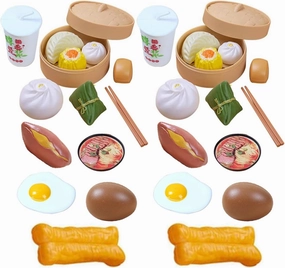 2 Sets Simulation Chinese Food Play Toy Pretend Dramatic Plastic Mini Food Toys Sets Play Kitchen Cooking Accessories for Boys Girls Children Family Dollhouse Furniture, Role Play