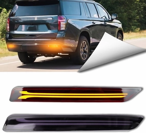 2Pc Full LED Rear Bumper Reflector Lights Kit for Chevy Suburban 2021 2022 2023 2024 Tail Lamp Brake Fog Lamps Daytime Running Light Turn Signal Lamp Accessories (Smoked)