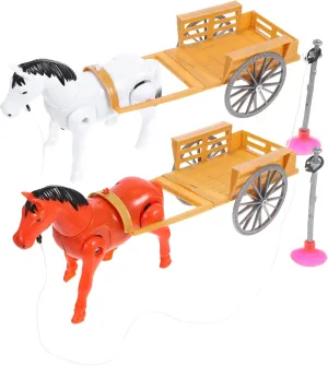 2Pcs Adorable Rotating Horse Electric Carriage Shape for Early Educational Material Design for Playtime