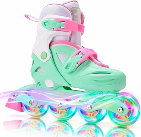 2PM SPORTS Inline Skates with Light Up Wheels, Roller Skates Blades for Boys Girls Kids Ages 5-8 8-12 4-6 6-12, Size Adjustable Beginner Blades Roller Skates for Youth Women Beginner Friendly