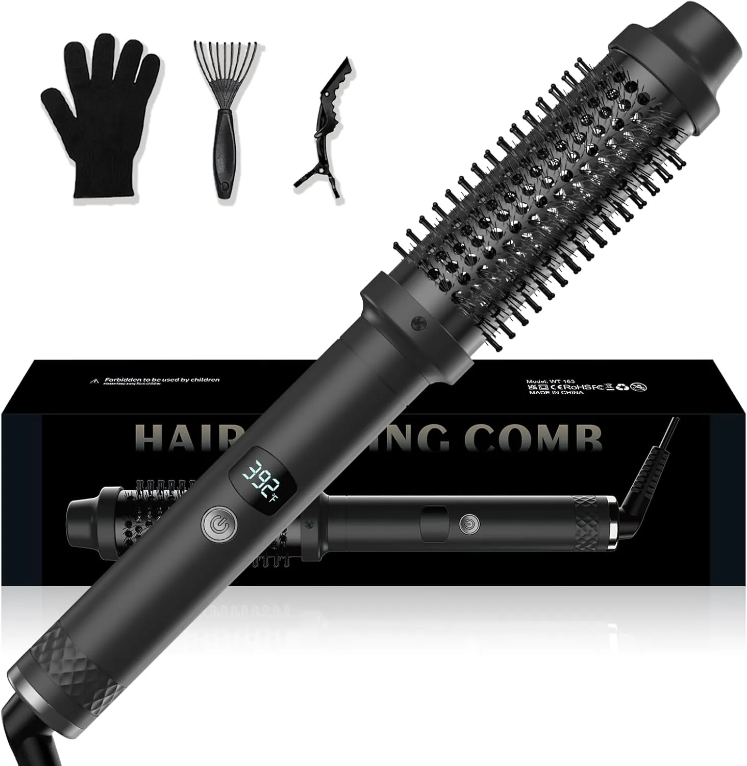 3-in-1 Hot Round Brush Styler - Thermal Brush for Curling & Straightening, Heated Curling Brush with Negative Ion, Dual Voltage for Travel, Medium-Length Hair