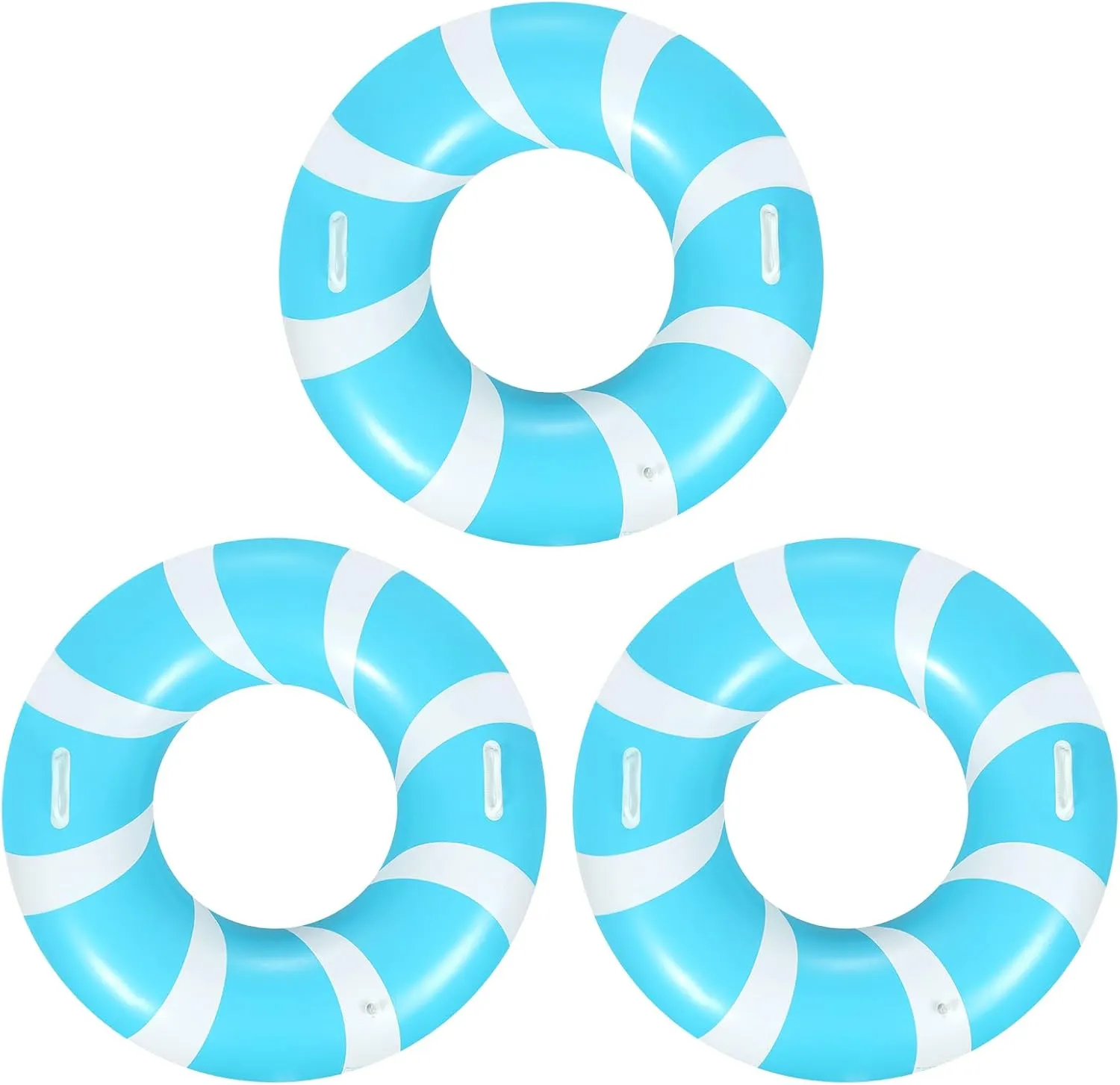 3 PCS 39.4 Inch Jumbo Swimming Ring with Fun Prints Striped Pool Floats Pool Tubes Inflatable Pool Floats Summer Floating Beach Floats Classic Swimming Ring for Adults