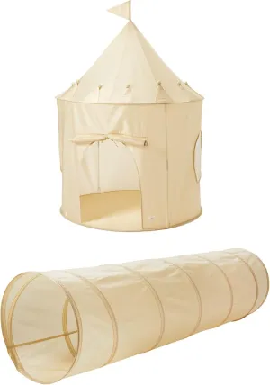 3 Sprouts Kids Play Tent & Tunnel with Eco-Friendly Recycled Fabric - Beige