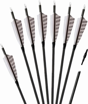 31 inch Archery Targeting Feathers Arrows for Recurve Bow Carbon Arrows with Removable Arrowhead for Adult Beginner Target Practice Outdoor Training 6 PCS
