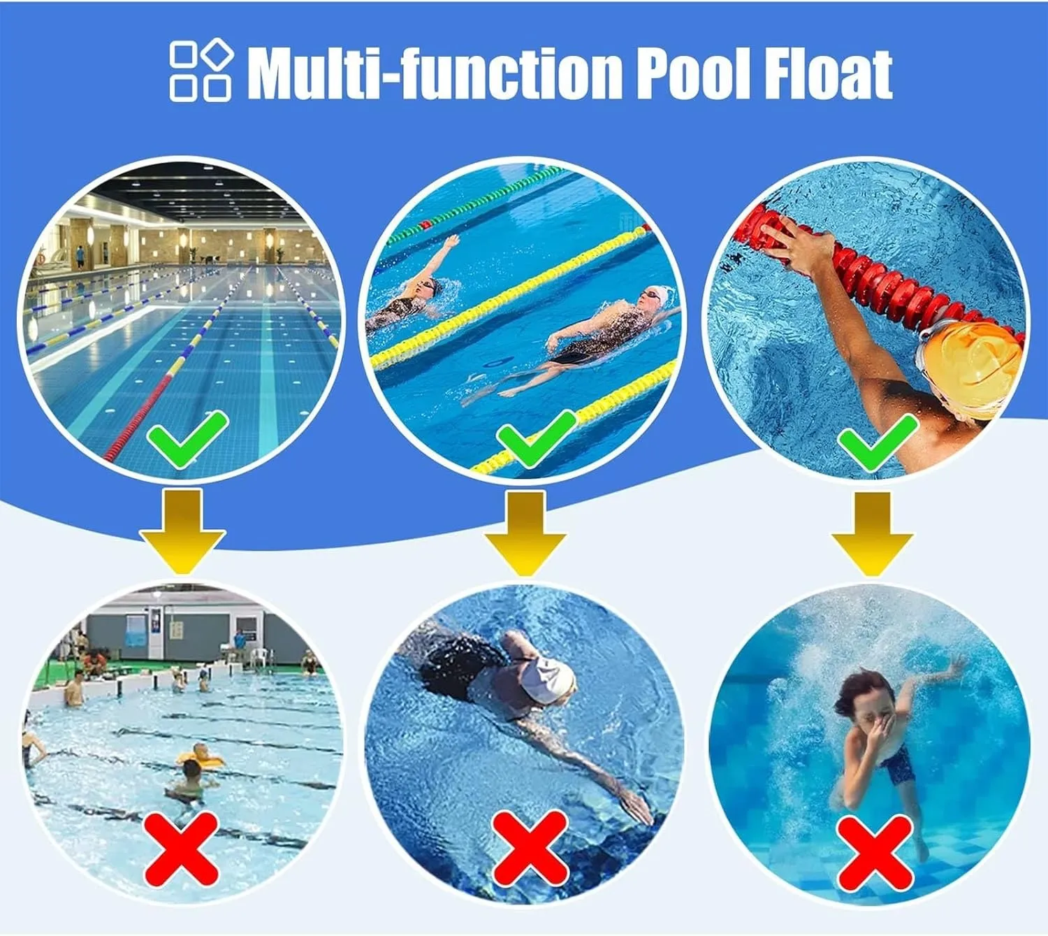3.3ft - 60ft Pool Safety Floats Pool Divider Rope High Buoyancy Safety Floating Rope Line, UV-Proof & Eco-Friendly Lane Separation Cord, Clearly Distinguish Between Waters