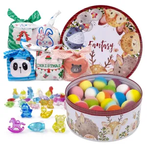 34   6 Bath Bombs with Crystal Toys Inside for Kids, 34PCS Organic Surprise Bath Bomb Gift Set for Christmas, Birthday, Easter, Natural Fizzy Bath Home Spa, 6PCS Gift Bags for Girls and Boys