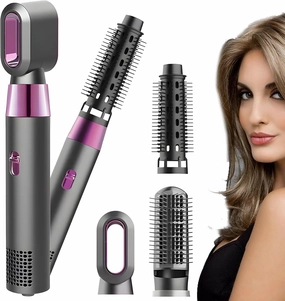 3-in-1 Blow Dryer Brush & Styler Set - Ionic Thermal Hair Brush for Frizz-Free Salon Blowouts at Home, for Curling Iron,Hair Straightener, Hair Dryer, 3 Detachable Brush Heads & Lightweight Design