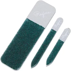 3pc Nano File Set: Professional Heavy Duty Glass Nail Files with Case Kit - Reusable Crystal Fingernail Manicure and Pedicure Tools for Men, Women, and Adults (Emerald Shimmer)
