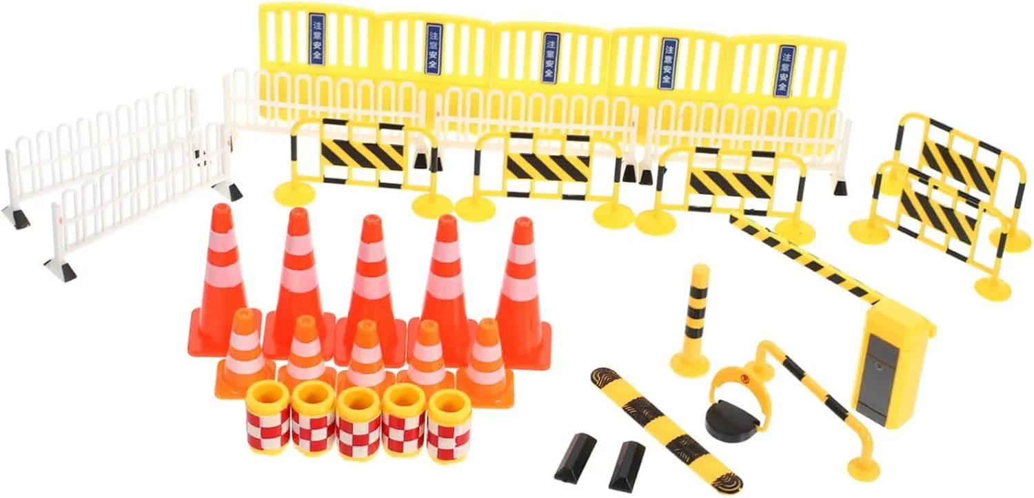 3sets Traffic Barricade Play Miniature Road Signs and Traffic Toys for Boys and Girls Interactive Learning Bright Colors for Educational Play