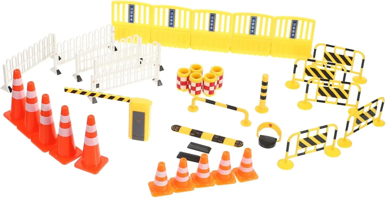 3sets Traffic Barricade Play Miniature Road Signs and Traffic Toys for Boys and Girls Interactive Learning Bright Colors for Educational Play