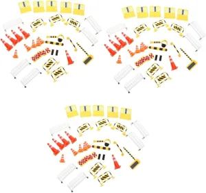 3sets Traffic Barricade Play Miniature Road Signs and Traffic Toys for Boys and Girls Interactive Learning Bright Colors for Educational Play
