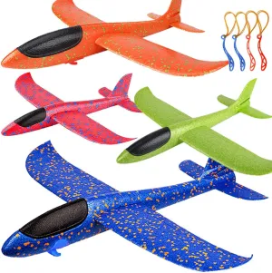 4 Pack Airplane Toys, Upgrade 17.5" Large Throwing Foam Plane, 2 Flight Mode Glider Plane, Flying Toy for Kids, Gifts for 3 4 5 6 7 Year Old Boy, Outdoor Sport Toys Birthday Party Favors Foam Airplane