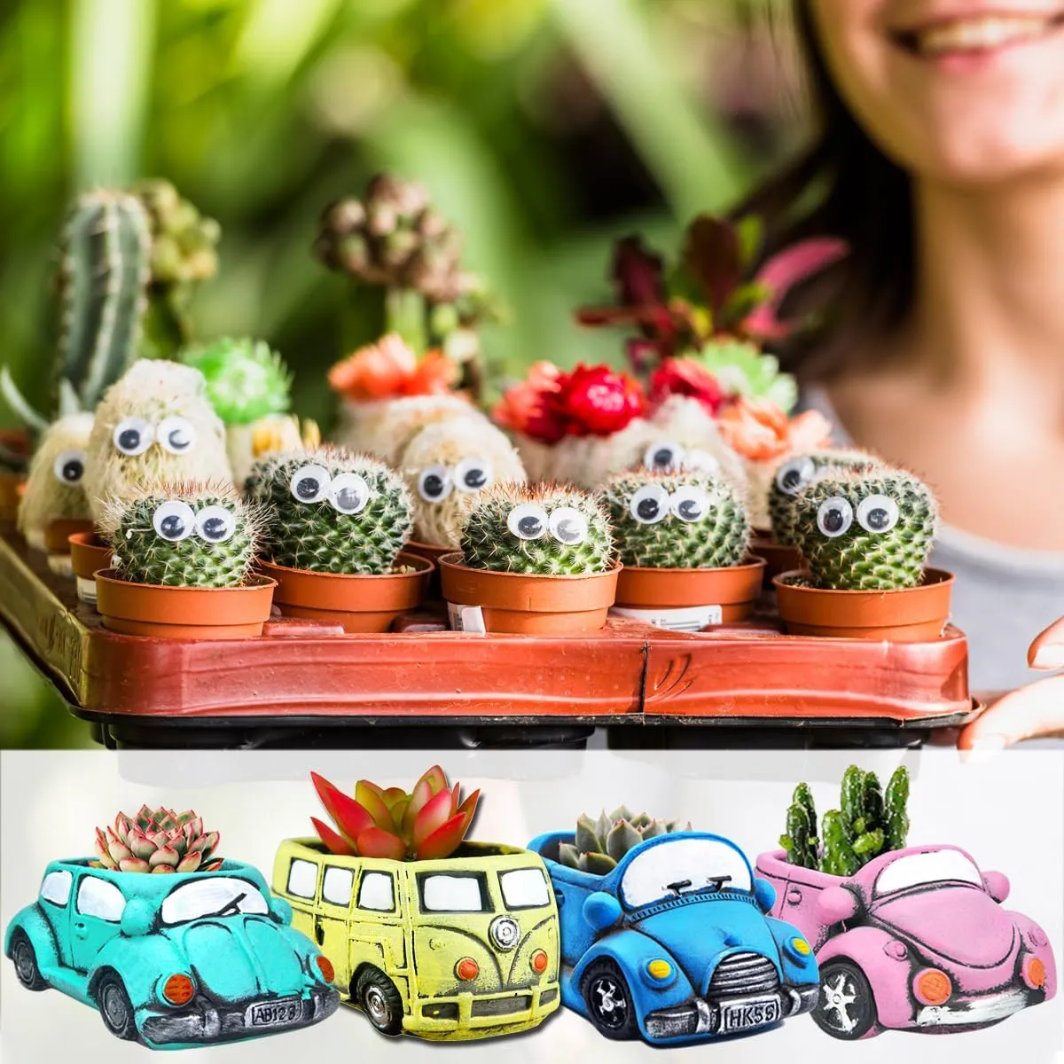 4 Pack Succulent Plants Pot, Small Indoor Plants Pots with Drainage Hole, Decor Garden Pot for Succulents Planter Cactus (Mix 2)