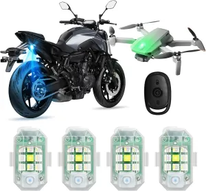 4 Pcs Drone Strobe Lights, Led Anti-Collision Strobe Lights for Motorcycle, Mavic Mini Drone, DJI Mini 3 pro, DJI Air 2S, Mini 2, Mavic Air 2 with Remote - 7 Colors & USB Recharge