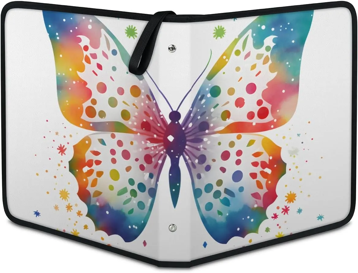 4 Pocket Card Binder, Colorful Butterfly 400 Pockets Collector Album with Zipper Trading Card Binder, Glitter Butterfly Double Sided Pocket Collection Binder