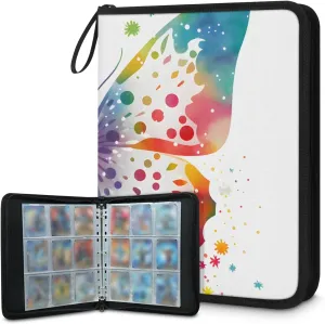 4 Pocket Card Binder, Colorful Butterfly 400 Pockets Collector Album with Zipper Trading Card Binder, Glitter Butterfly Double Sided Pocket Collection Binder