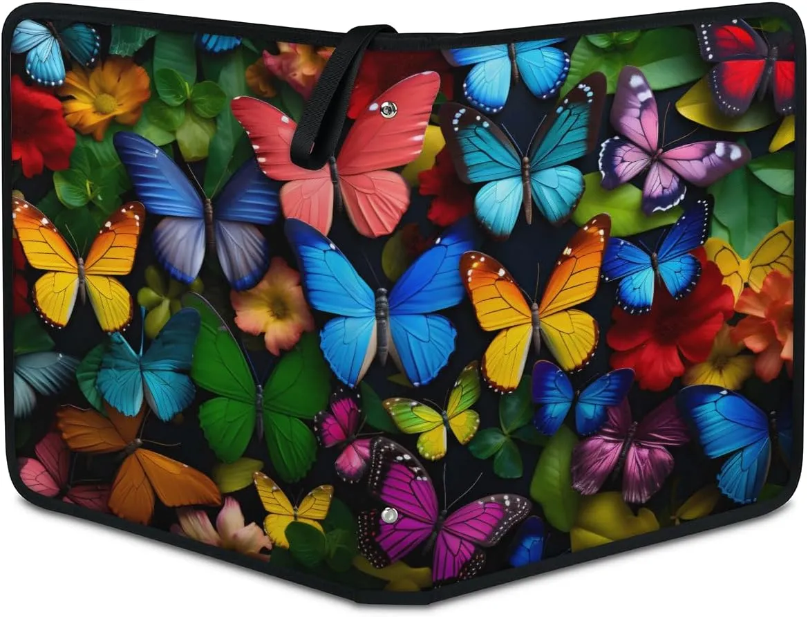 4 Pocket Card Binder, Colorful Butterfly 400 Pockets Collector Album with Zipper Trading Card Binder, Various Butterfly Double Sided Pocket Collection Binder