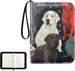 4 Pockets Trading Card Album Holder Book Folder Sports Card Binder Dog Colorful 400 Double Side Pockets for 3 Ring Binder Zipper