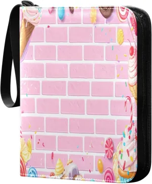 4 Pockets Trading Card Binder Colorful Dessert Theme Holds 400 Standard Cards Waterproof TCG CCG MTG Album Gifts for Collectors Boys Girls