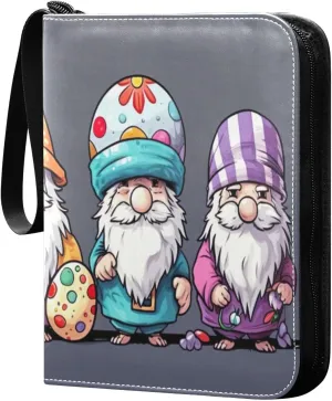 4 Pockets Trading Card Binder Colorful Gnomes Holds 400 Standard Cards, Waterproof TCG CCG MTG Album, Gifts for Collectors, Boys and Girls
