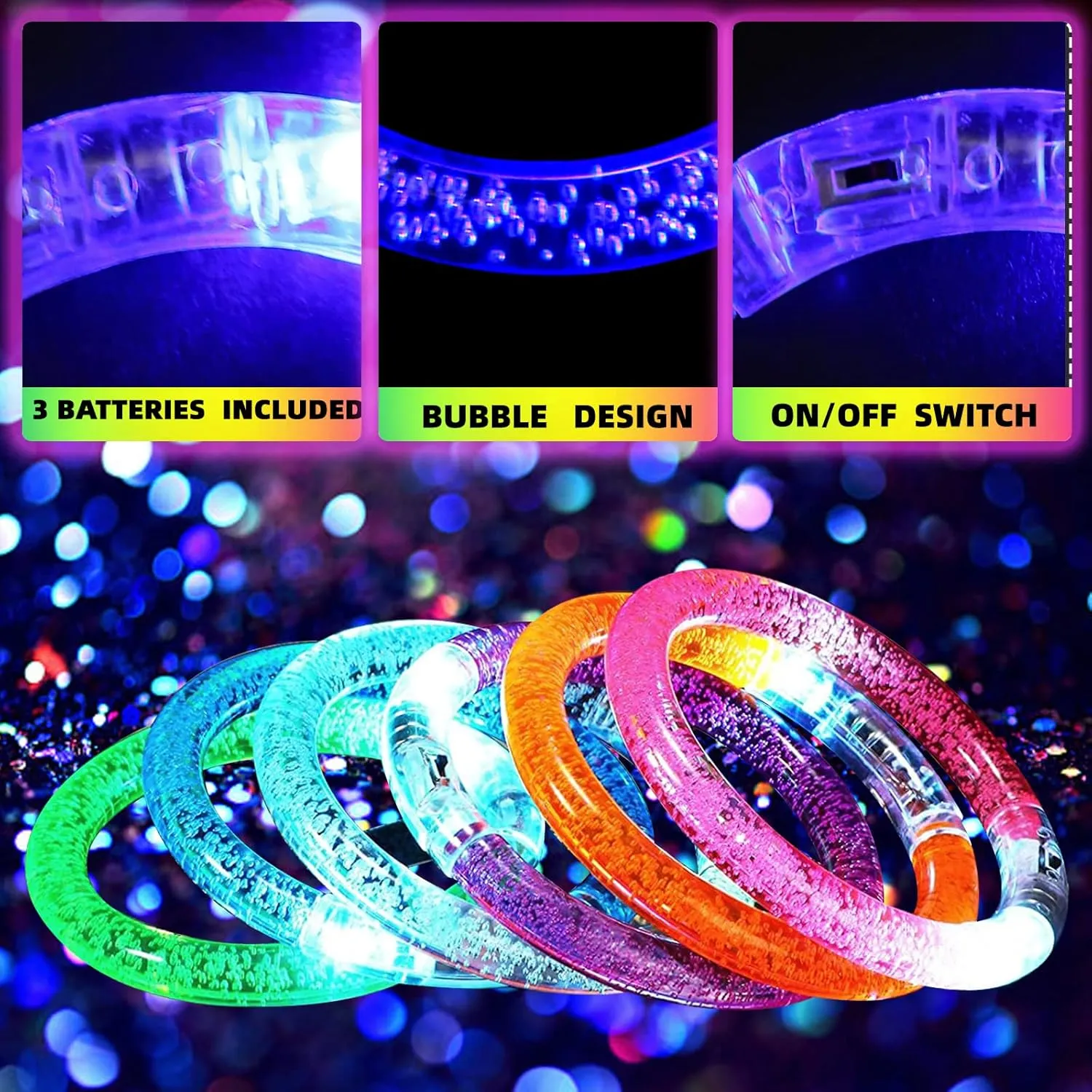 40 PCS Led Glow Sticks Bracelets Glow In the Dark Party Supplies, Light Up Bracelets for Kids Adults, Party Favors for Christmas, Halloween, New Year Party Light Up Toys Gifts (40)