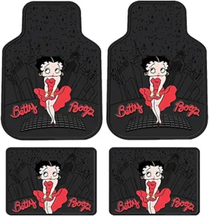 4PC Front & Rear Rubber Floor Mats Set - Betty Boop - NY New York City Sky Line
