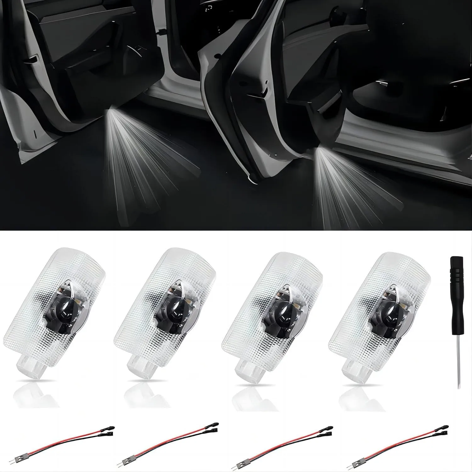 4Pcs Car Door Lights Logo Projector Compatible with LS/ES/is/LX/RX/GS/GX/RC/UX Car Accessories, No Fade HD LED Car Welcome Projector Lights, 3D Ghost Shadow Light