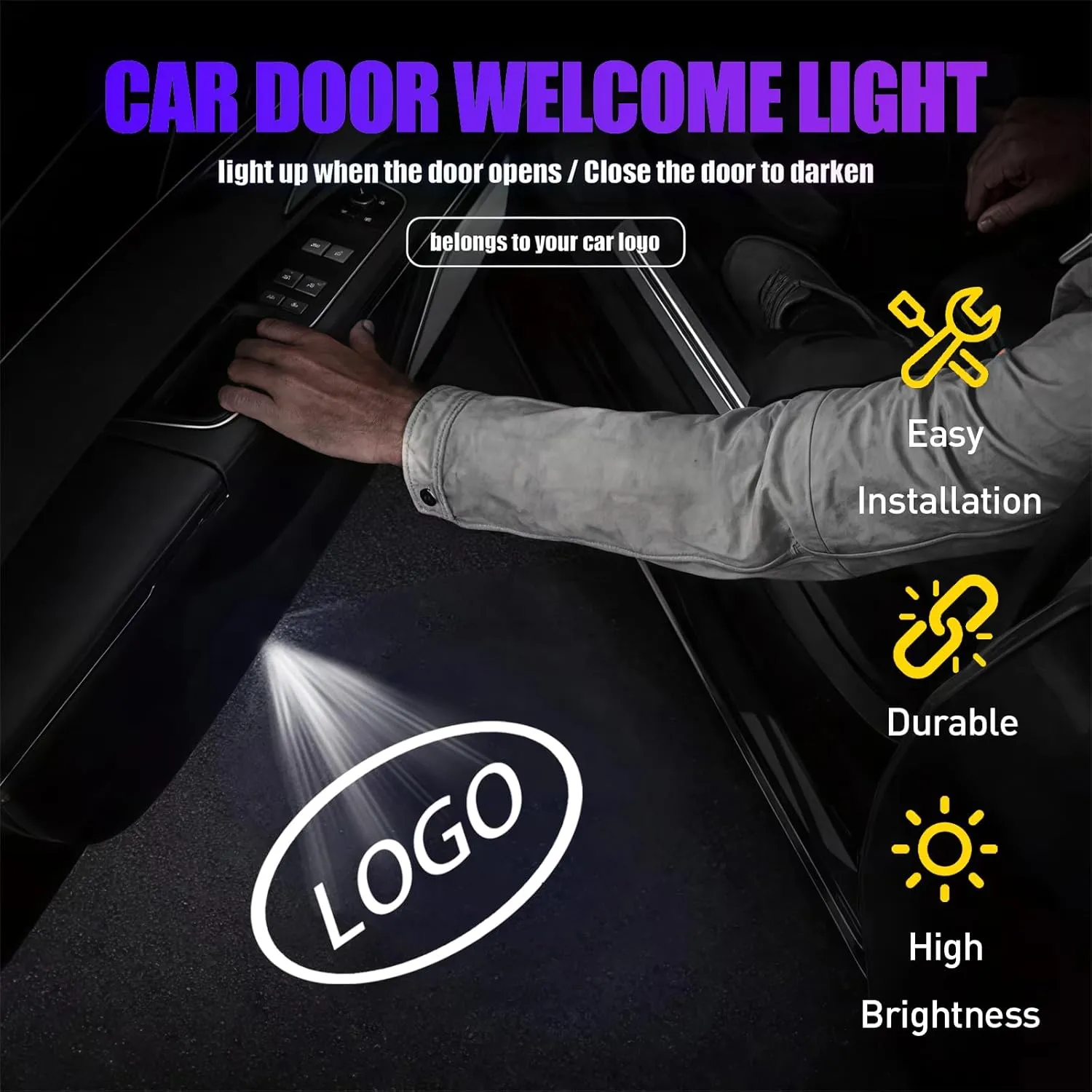 4Pcs Car Door Lights Logo Projector Compatible with LS/ES/is/LX/RX/GS/GX/RC/UX Car Accessories, No Fade HD LED Car Welcome Projector Lights, 3D Ghost Shadow Light