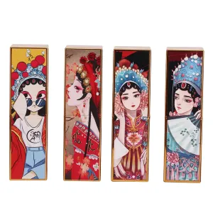 4pcs Empty Lipstick Tubes, Retro Peking Opera Style Lip Balm Stick Empty Refillable Container DIY Lip Balm Lipstick Bottle(Style01)