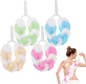4pcs Long Bath Flower Scrub Bath Ball Soft Material Shower Brush for Back Scrubbing Cleansing