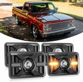 4X6 LED Headlights 100W 4PCS 1000% Brighter DOT Approved Z-Shape Cut-off Line H4651 H4652 H4656 H6545 Hi/Lo Beam Compatible with Kenworth Peterbilt Freightliner chevy C10 Camaro Monte Carlo ect.